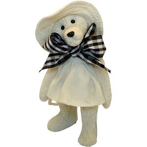 Vintage Sarah’s Attic Daisy The Bear Black & White Checker Bow Figurine 7081